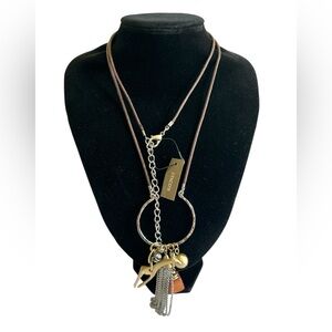 Chico's Aldrina Silver Tone Africa Safari Inspired Charm Necklace